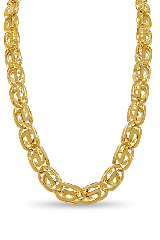 Handmade Solid Gold Tiger Eye Necklace , 13mm