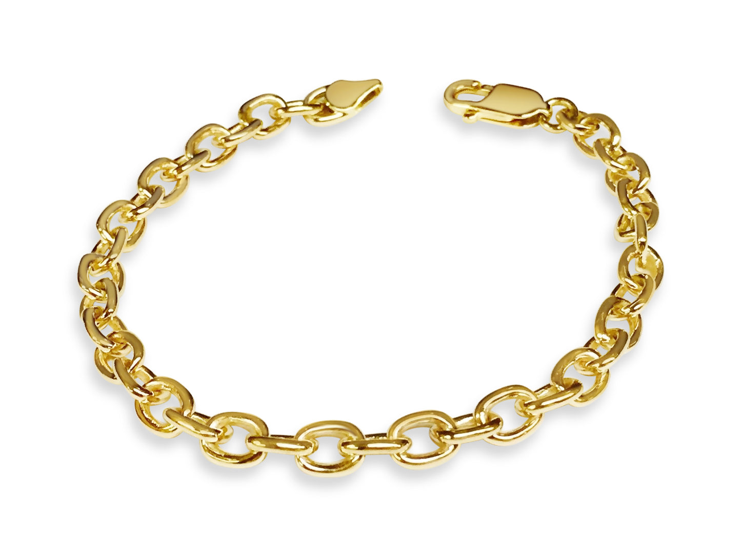 Handmade Solid Gold Fancy Rolo Bracelet , 6mm
