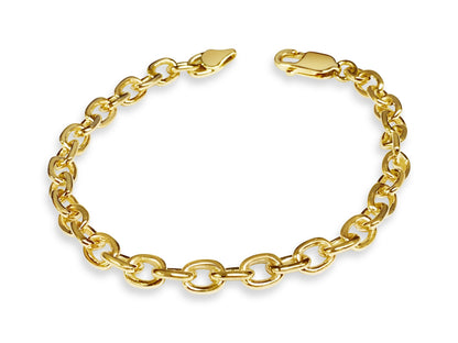 Handmade Solid Gold Fancy Rolo Bracelet , 6mm