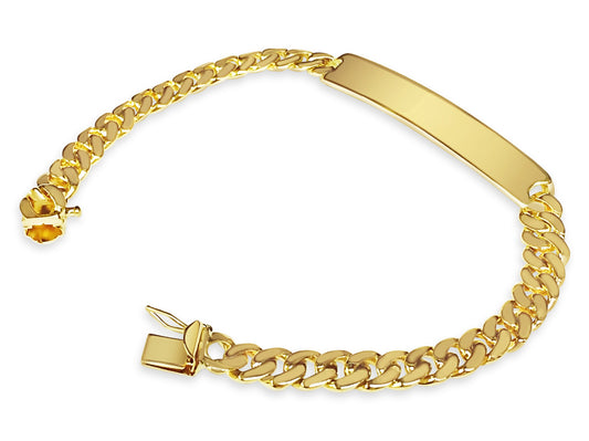 Handmade Solid Gold ID Curb Bracelet , 8mm