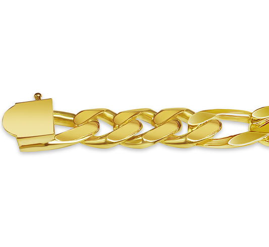 Handmade Solid Gold ID Figaro Bracelet , 12mm
