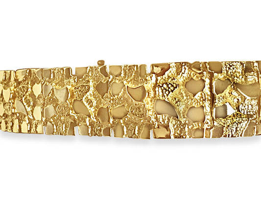 Handmade Solid Gold Nugget Bracelet , 17mm