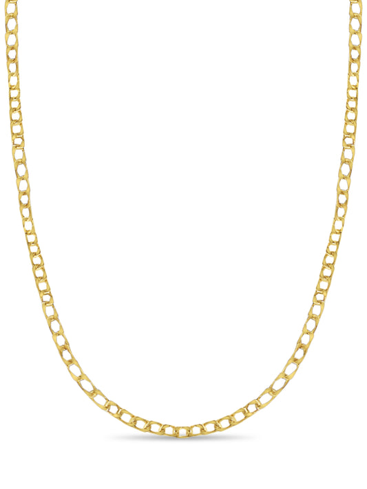 Handmade Solid Gold Curb Necklace , 10mm