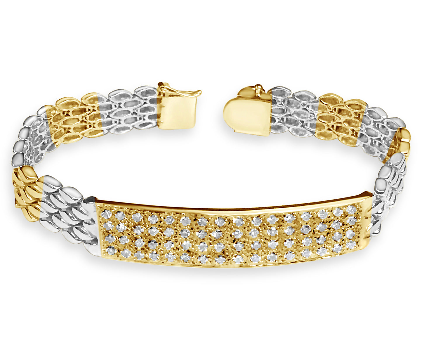Handmade Solid Gold Diamond ID Panther Bracelet , 12mm