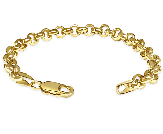 Handmade Solid Gold Fancy Rolo Bracelet , 7mm
