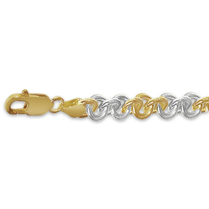 Handmade Solid Gold Fancy Rolo Bracelet , 9mm