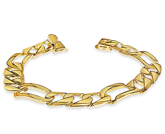 Handmade Solid Gold Figaro Bracelet , 12mm
