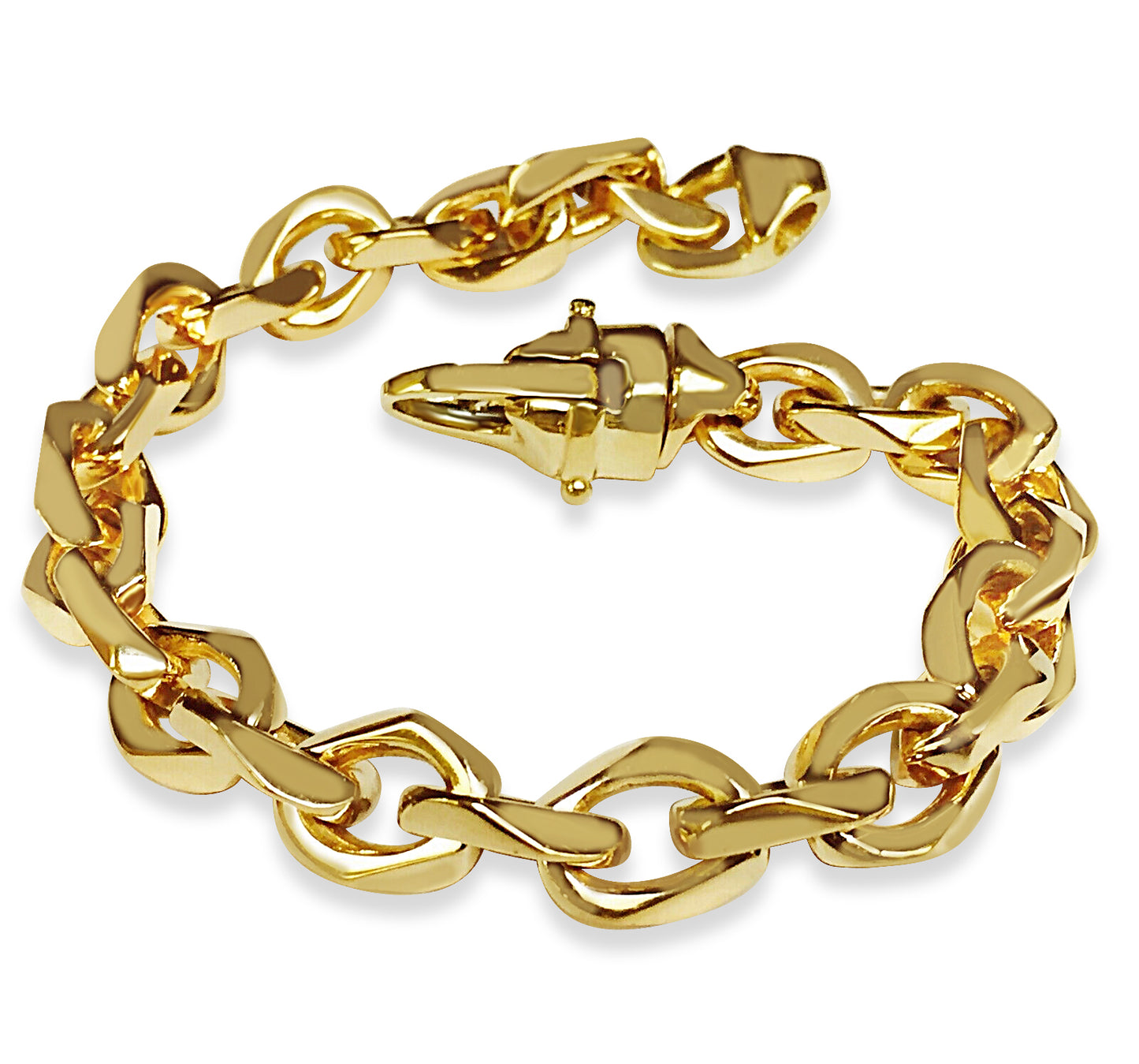 Handmade Solid Gold Fancy Rolo Bracelet , 10mm