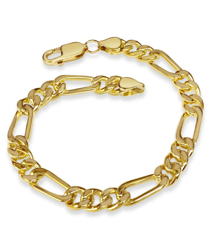 Handmade Solid Gold Figaro Bracelet , 7mm