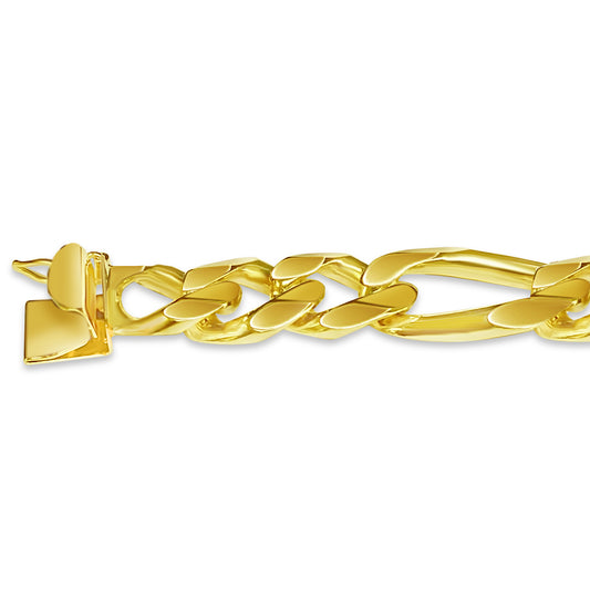 Handmade Solid Gold Figaro Bracelet , 12mm