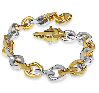 Handmade Solid Gold Fancy Rolo Bracelet , 10mm