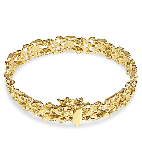 Handmade Solid Gold Nugget Bracelet , 11mm