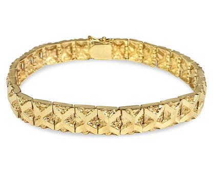 Handmade Solid Gold Nugget Bracelet , 9mm