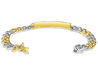 Handmade Solid Gold ID Curb Bracelet , 9mm