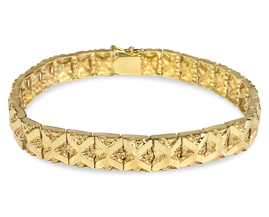 Handmade Solid Gold Nugget Bracelet , 9mm