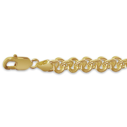 Handmade Solid Gold Fancy Rolo Bracelet , 9mm