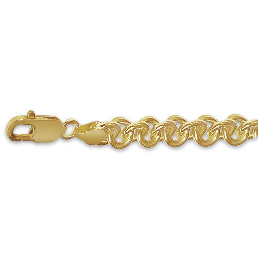 Handmade Solid Gold Fancy Rolo Bracelet , 9mm