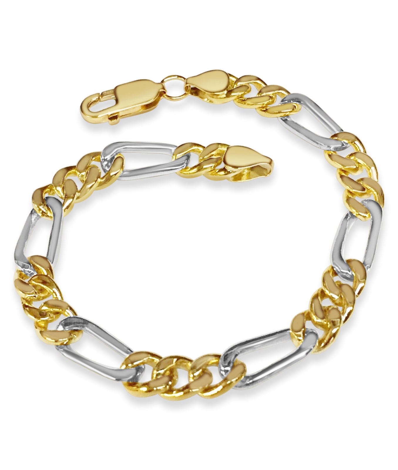 Handmade Solid Gold Figaro Bracelet , 7mm