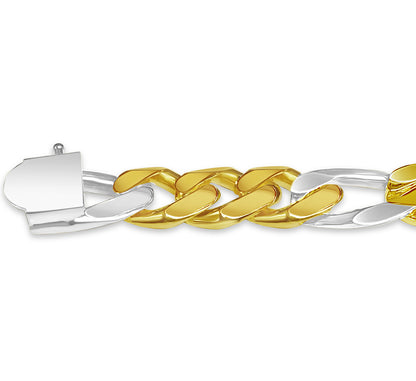 Handmade Solid Gold ID Figaro Bracelet , 12mm