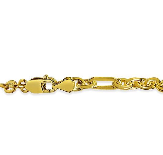 Handmade Solid Gold Rolo (Figaro) Bracelet , 5mm