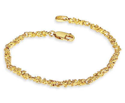 Handmade Solid Gold Nugget Bracelet , 4mm
