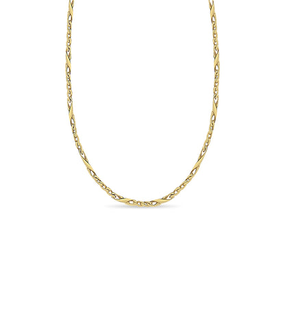 Handmade Solid Gold XO Curb Necklace , 6mm