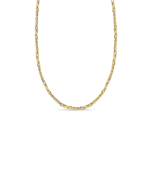Handmade Solid Gold XO Curb Necklace , 6mm