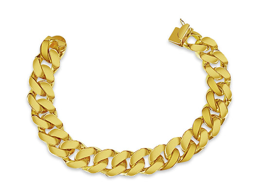 Handmade Solid Gold Curb Bracelet , 15mm