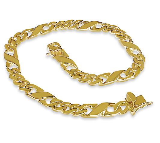 Handmade Solid Gold XO Curb Bracelet , 6mm