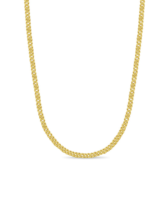 Handmade Solid Gold Curb Necklace , 14mm