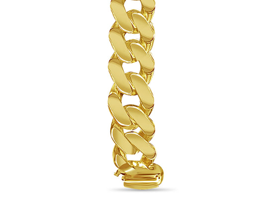 Handmade Solid Gold Curb Bracelet , 14mm