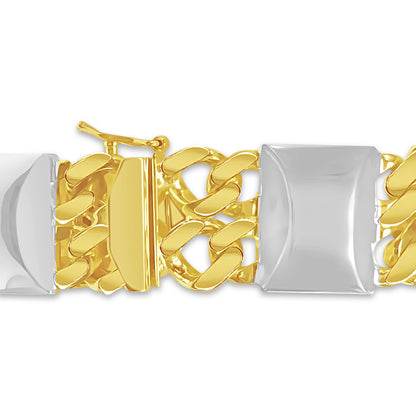 Handmade Solid Gold Curb & Bar Bracelet , 17mm