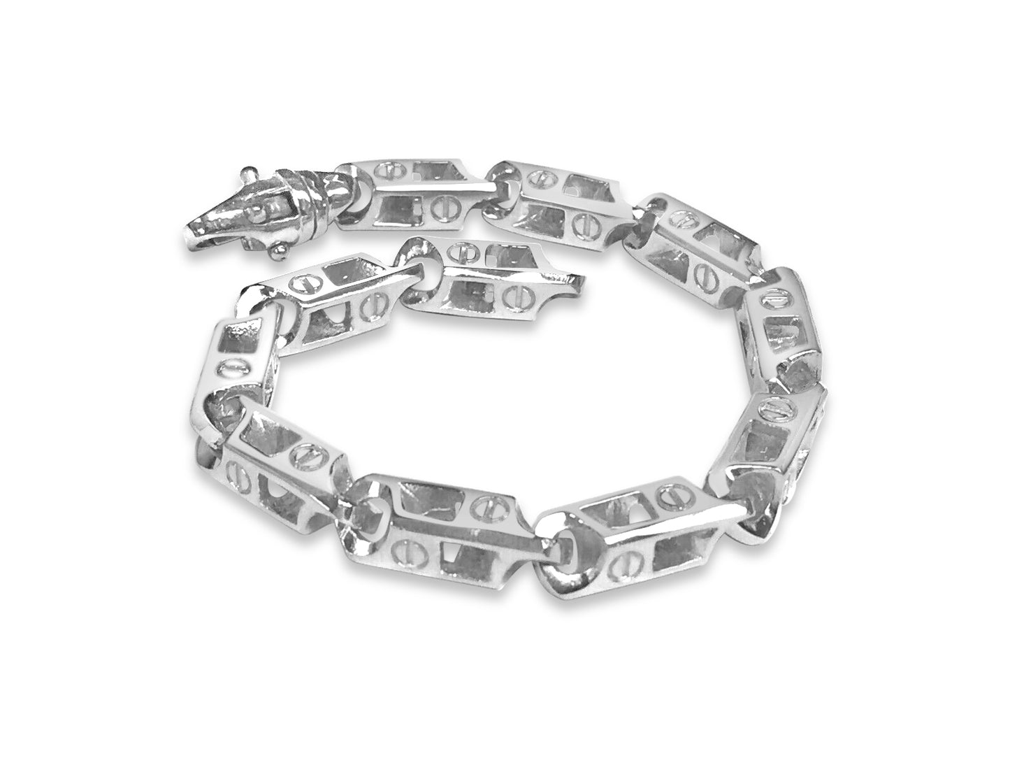 Handmade Solid Gold Fancy Screw Bracelet , 7mm