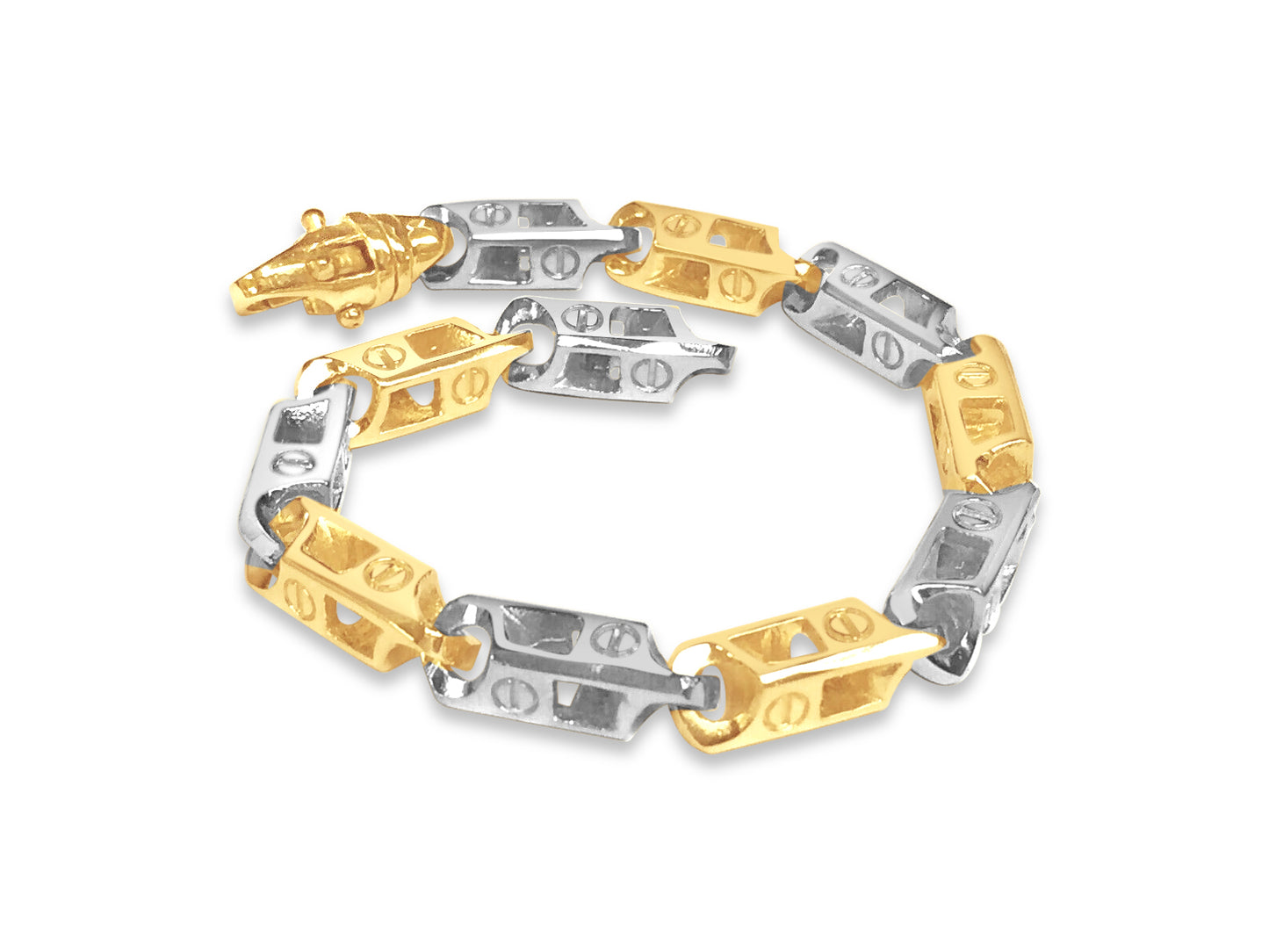 Handmade Solid Gold Fancy Screw Bracelet , 7mm