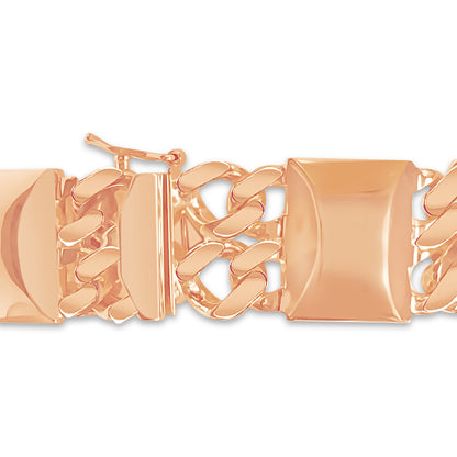 Handmade Solid Gold Curb & Bar Bracelet , 17mm