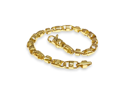 Handmade Solid Gold Anchor Mariner Bracelet , 7mm