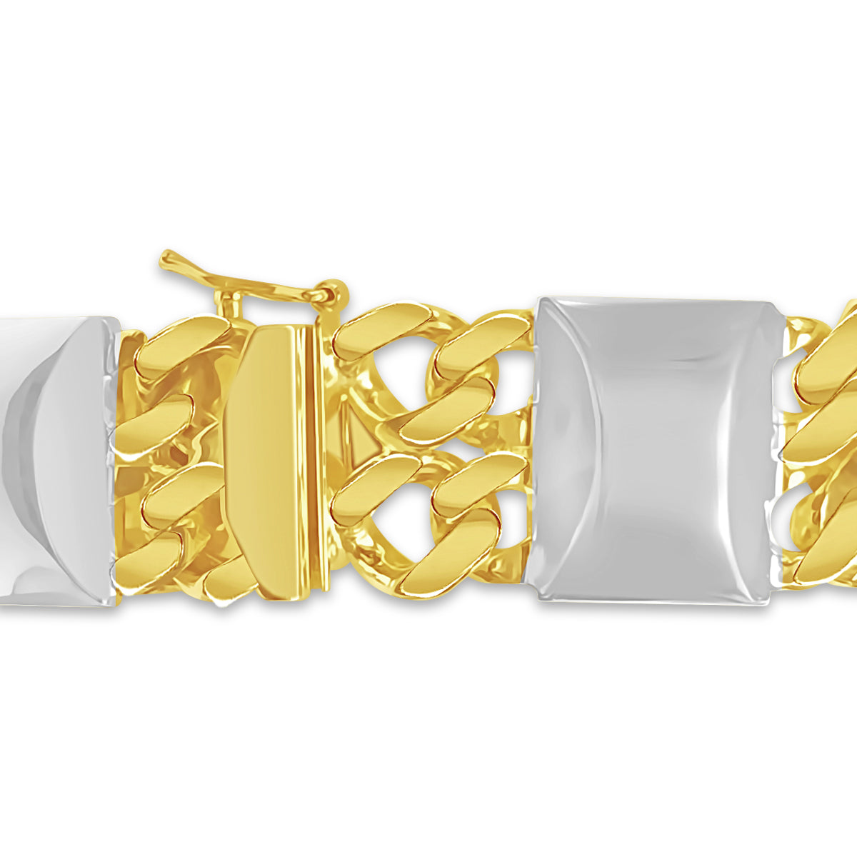 Handmade Solid Gold Curb & Bar Bracelet , 17mm