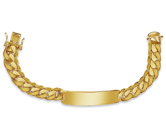 Handmade Solid Gold ID Curb Bracelet , 13mm