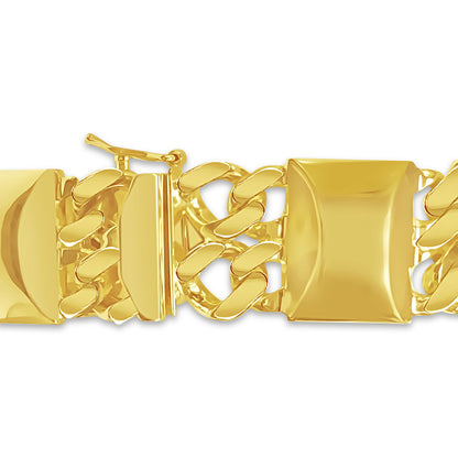 Handmade Solid Gold Curb & Bar Bracelet , 17mm