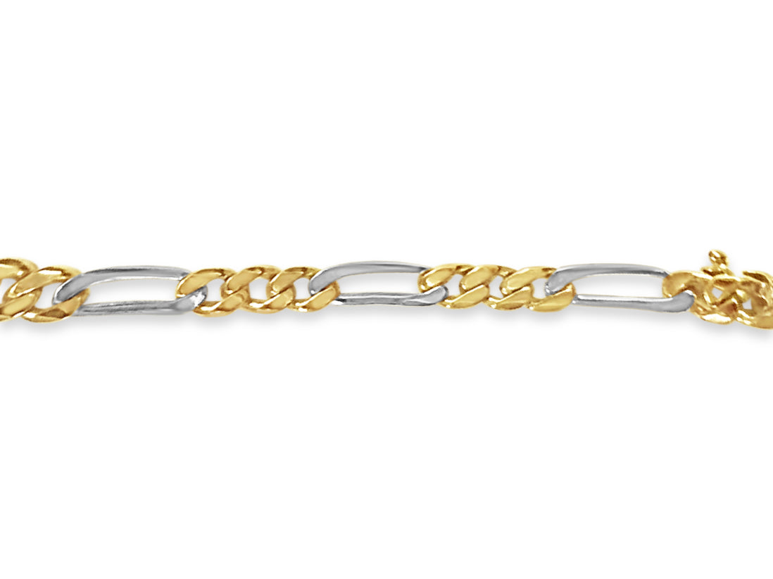 Handmade Solid Gold Figaro Bracelet , 5mm
