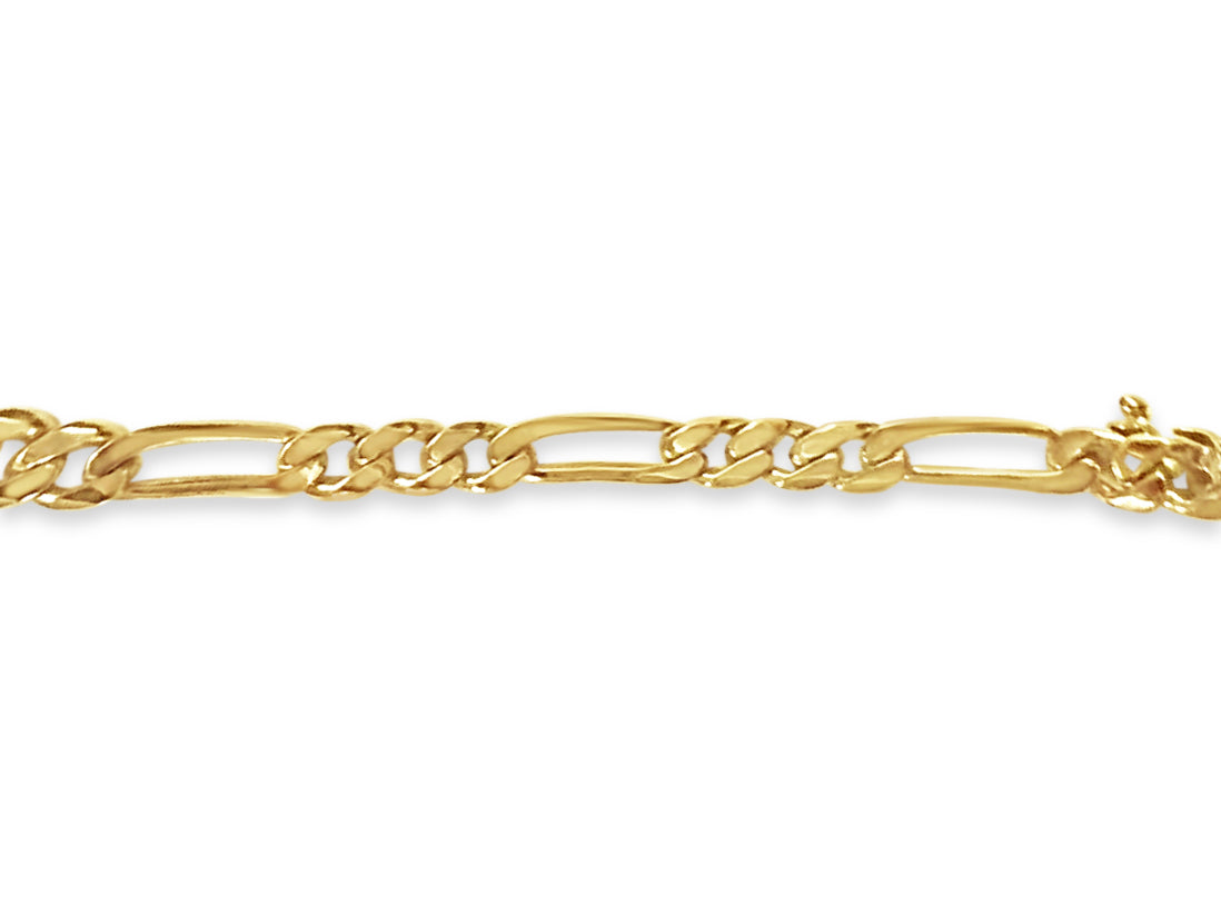 Handmade Solid Gold Figaro Bracelet , 5mm