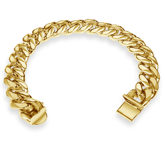 Handmade Solid Gold Curb Bracelet , 13mm