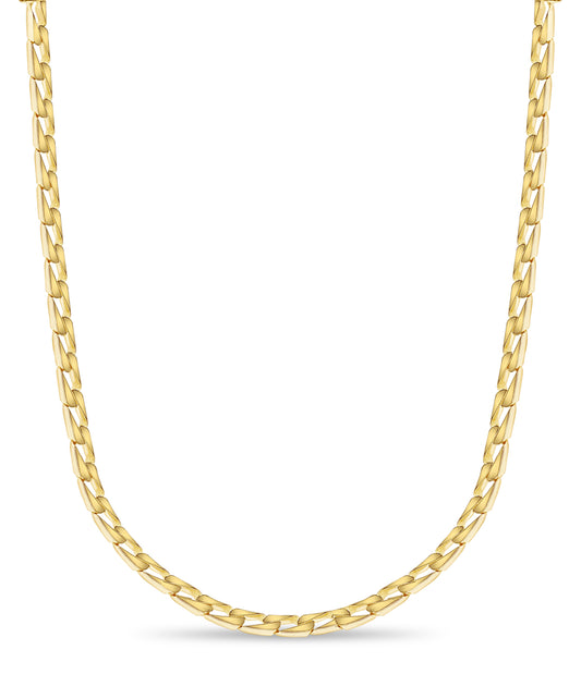 Handmade Solid Gold Curb Necklace , 9mm