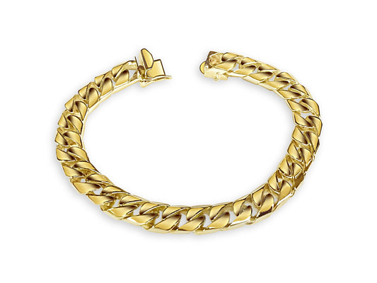 Handmade Solid Gold Curb Bracelet , 9mm