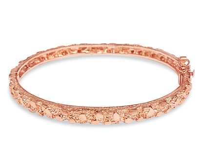 Handmade Solid Gold Nugget Bangle Bracelet , 5mm