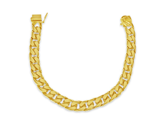 Handmade Solid Gold Curb Bracelet , 9mm
