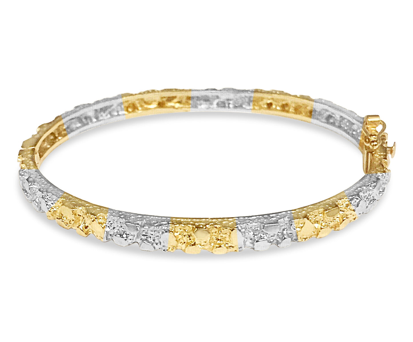 Handmade Solid Gold Nugget Bangle Bracelet , 5mm