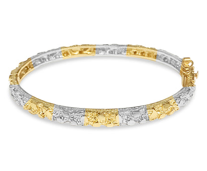 Handmade Solid Gold Nugget Bangle Bracelet , 5mm