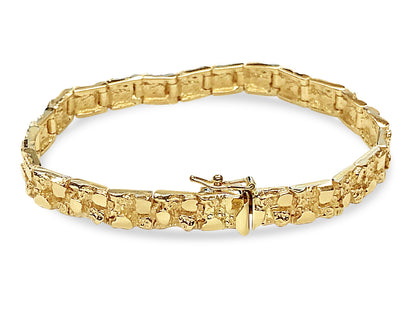 Handmade Solid Gold Nugget Bracelet , 7mm