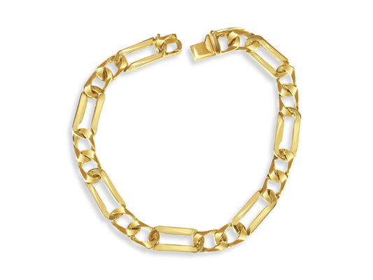 Handmade Solid Gold Figaro Bracelet , 7mm